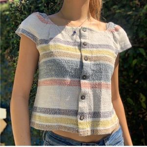 Madewell Texture & Thread Multi Colored Button Front Top.